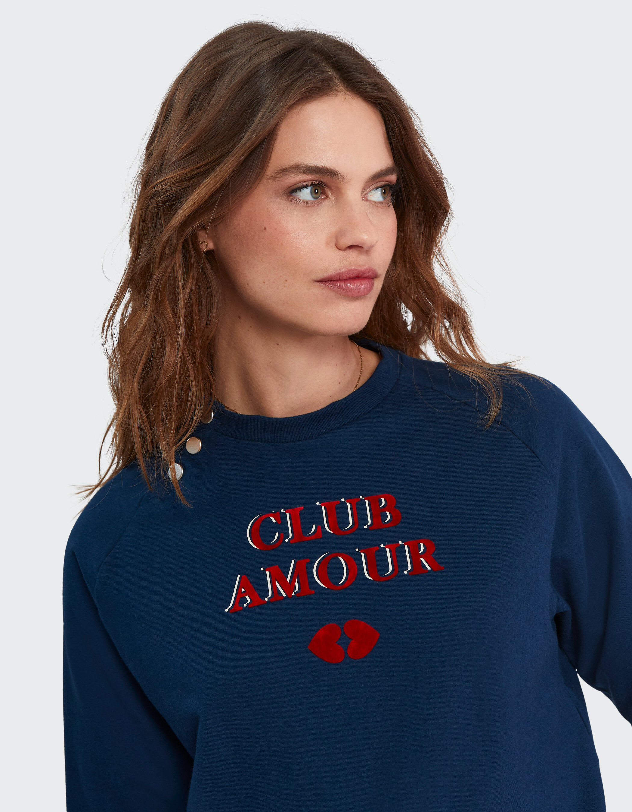 Navy slogan sweatshirt store