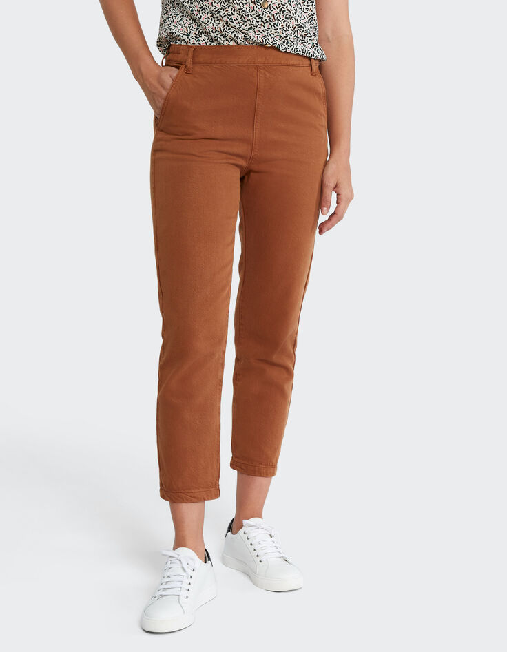 I.Code tobacco elasticated waist boyfit jeans-1