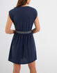 Vestido azul marino elástico raya lúrex dorado I.Code-3