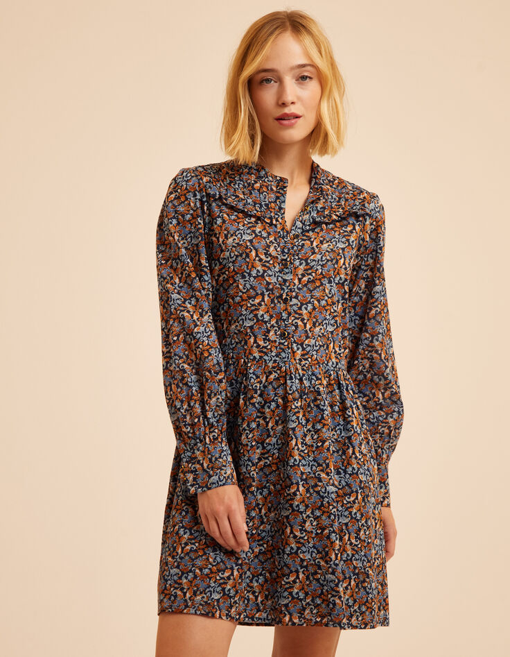 Vestido azul flores barrocas I.Code-3 Vestido azul flores barrocas I.Code-3
