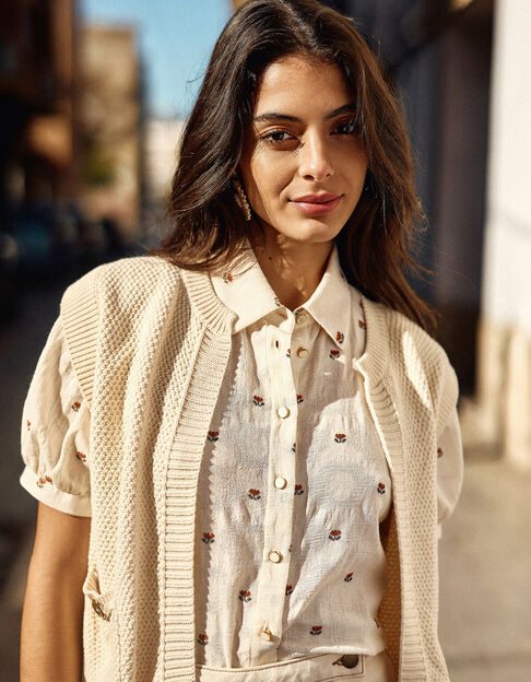 Ecru Bluse Blumenmotiven I.Code