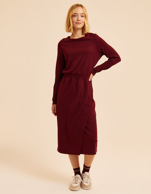 Vestido largo burdeos felpa monograma I.Code