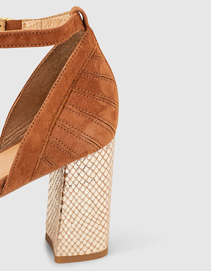 Sandales mélèze cuir velours à talon doré I.Code-3