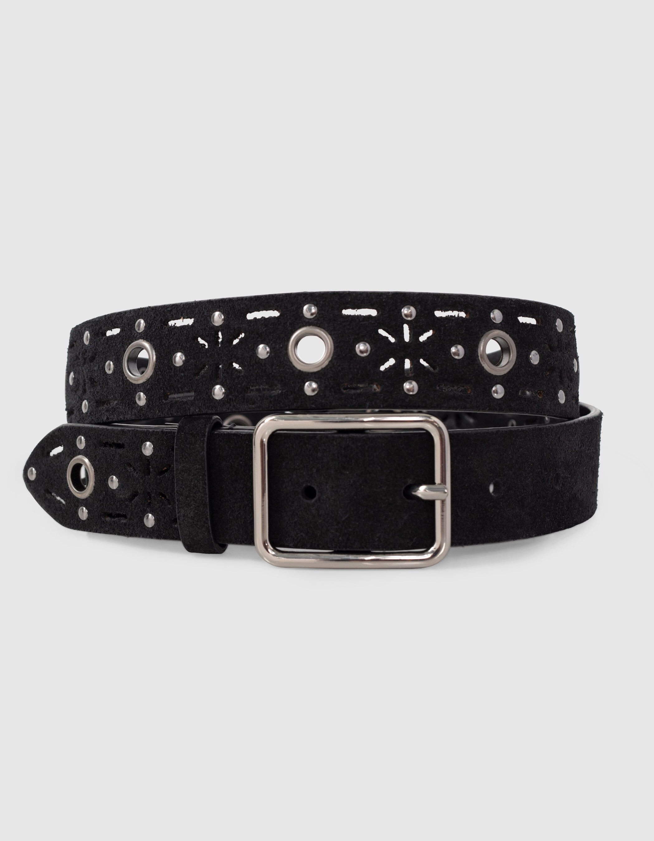 Ceinture noire en cuir velours ajour I.Code