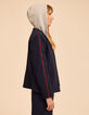Blazer azul marino capucha felpa extraíble I.Code-5