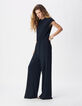 Marine Lurex-Hosenanzug Damen Fischgr&auml;tenmuster-4