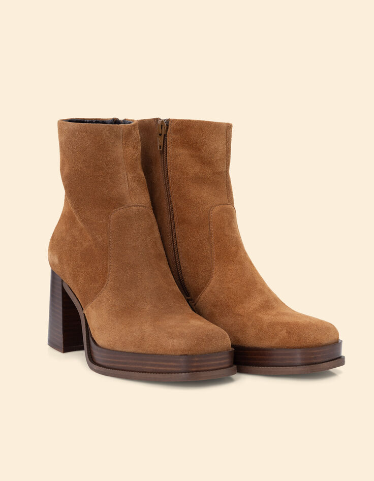 Schwarze Stiefeletten mit Absatz aus Veloursleder I.Code-5