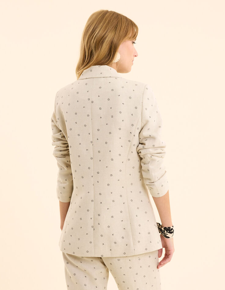 Ecru Blazer mit Blümchenprint I.Code-4