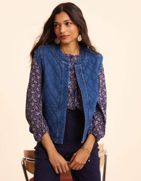 Chaqueta vaquera azul acolchada sin mangas I.Code