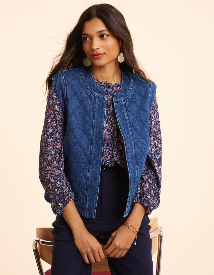 Chaqueta vaquera azul acolchada sin mangas I.Code-3