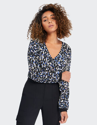 Blouse noire à imprimé tachiste I.Code 