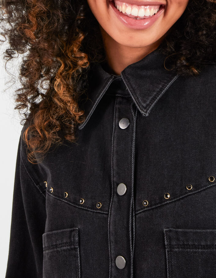 Schwarzes Jeansoberhemd mit Nieten I.Code  - I.CODE
