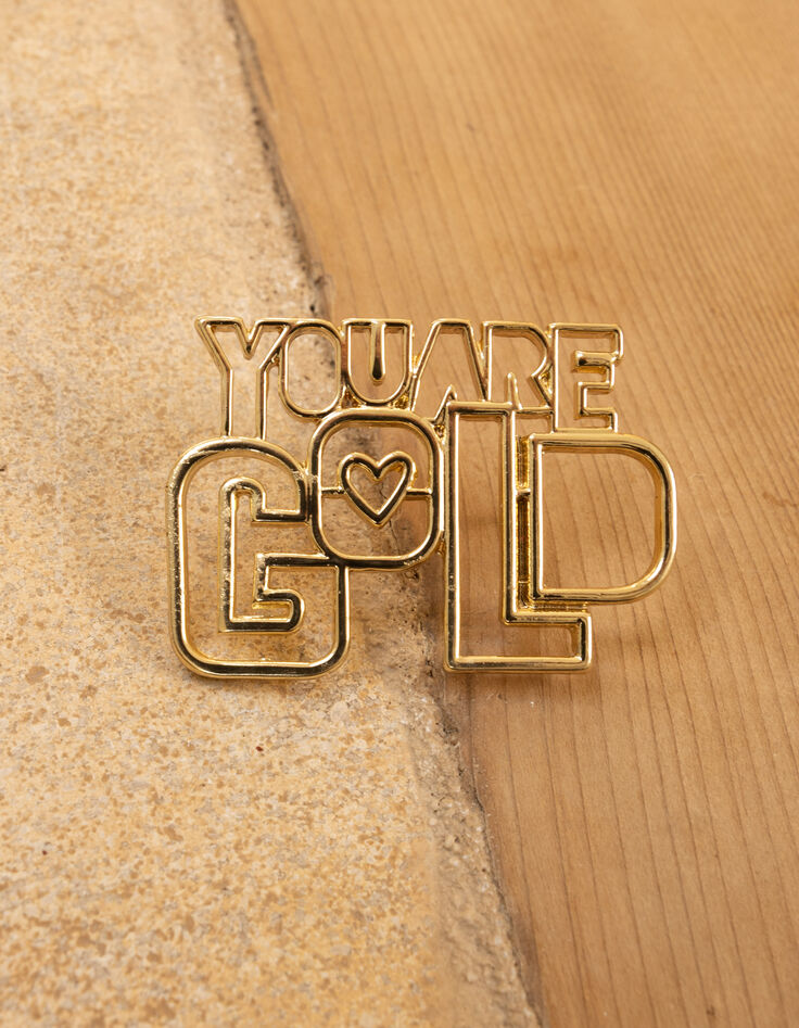 Broche message métal doré I.Code-6 Broche message métal doré I.Code-6