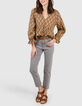 I.Code camel ethnic Boho print blouse-1