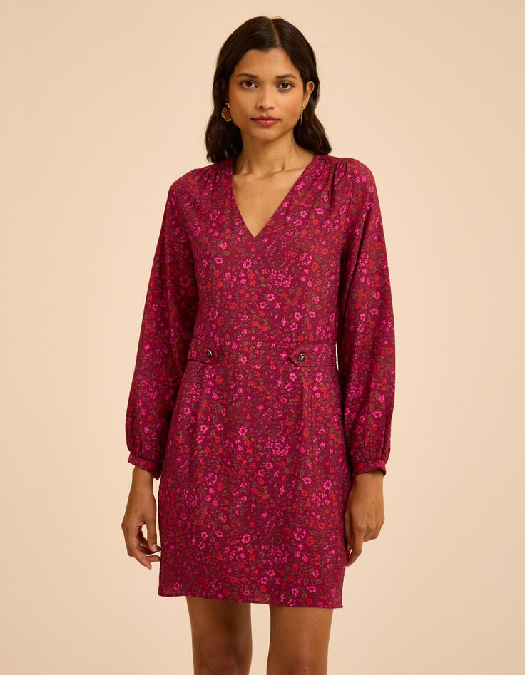 Roze jurk bloemenprint I.Code-3 Roze jurk bloemenprint I.Code-3