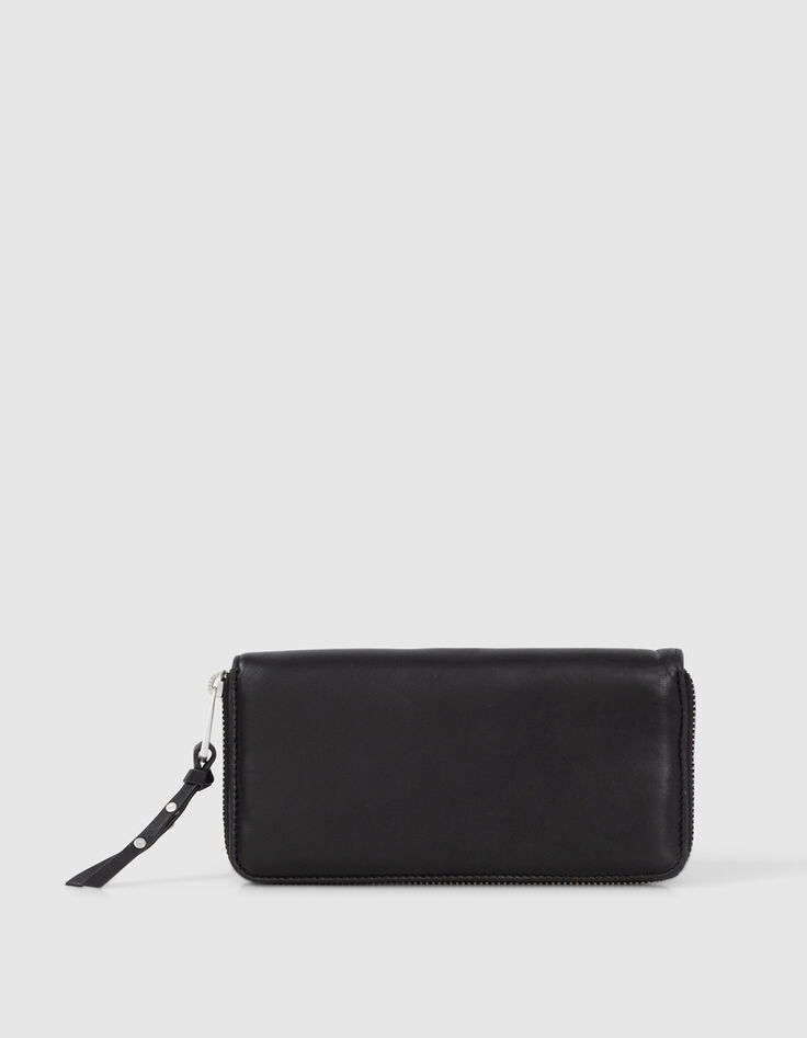 Damen 1440 Compagnon schwarz gestepptes Leder Portemonnaie-3