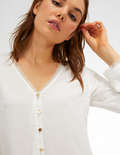 Witte blouse jacquard kantafwerking I.Code - I.CODE