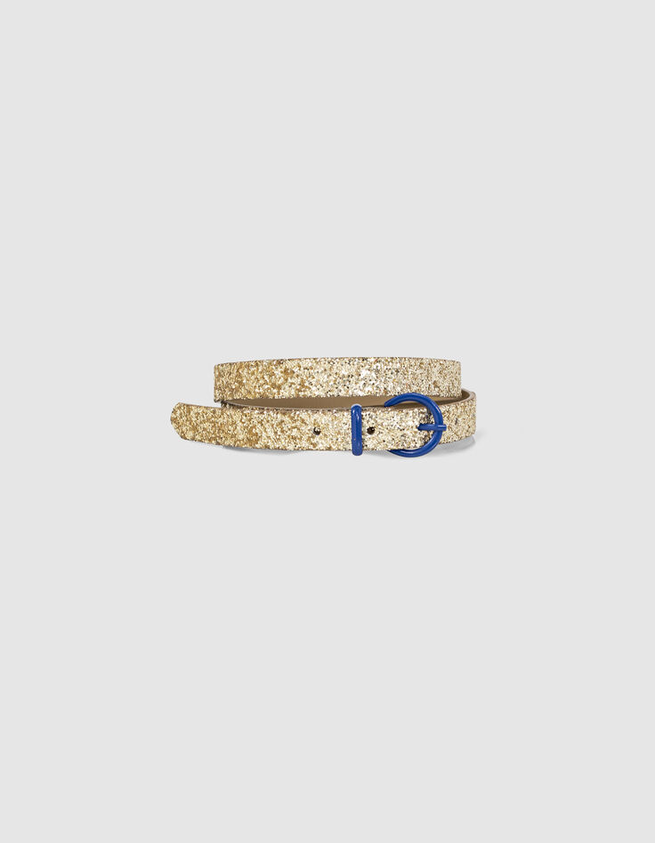 Goudkleurige riem glitters blauwe gesp I.Code-5 Goudkleurige riem glitters blauwe gesp I.Code-5