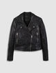 Schwarze Bikerjacke aus Leder f&uuml;r Damen-6