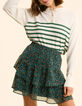 I.Code white knit sweater with green lurex stripes-1