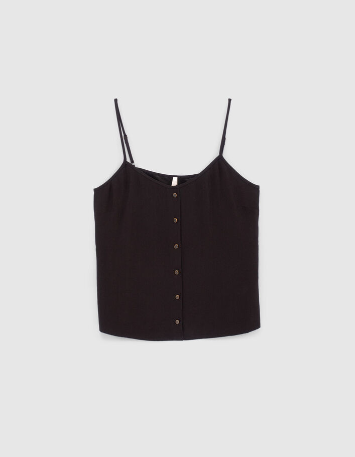 I.Code black lingerie-style top with buttons - I.CODE