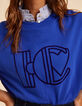 Blaues Sweatshirt Veloursflock-Monogramm I.Code-4