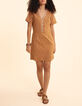 Robe camel imprim&eacute; floral c&oelig;ur I.Code-5