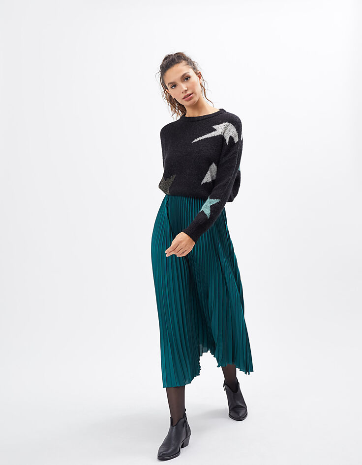 Schwarzer Pullover I.Code mit geometrischen Formen-5