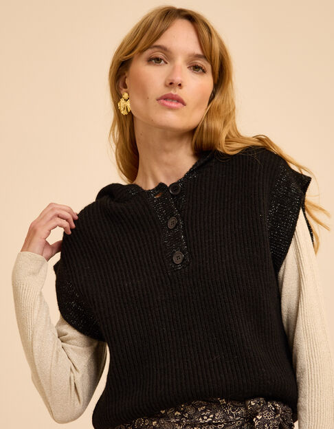 Jersey capucha negro punto sin mangas I.Code