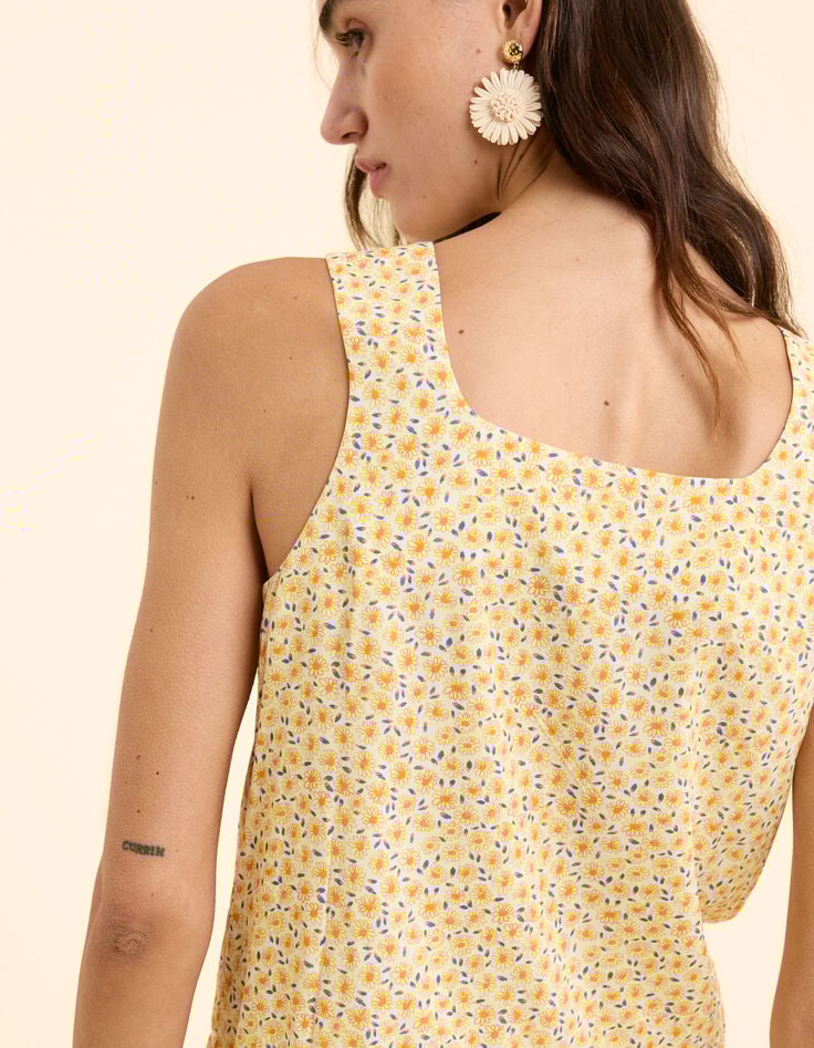 Top à bretelles imprimé fleurs jaunes I.Code-6 Top à bretelles imprimé fleurs jaunes I.Code-6