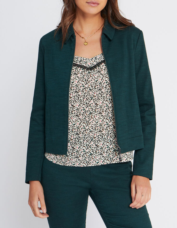I.Code imperial green textured knit suit jacket-4