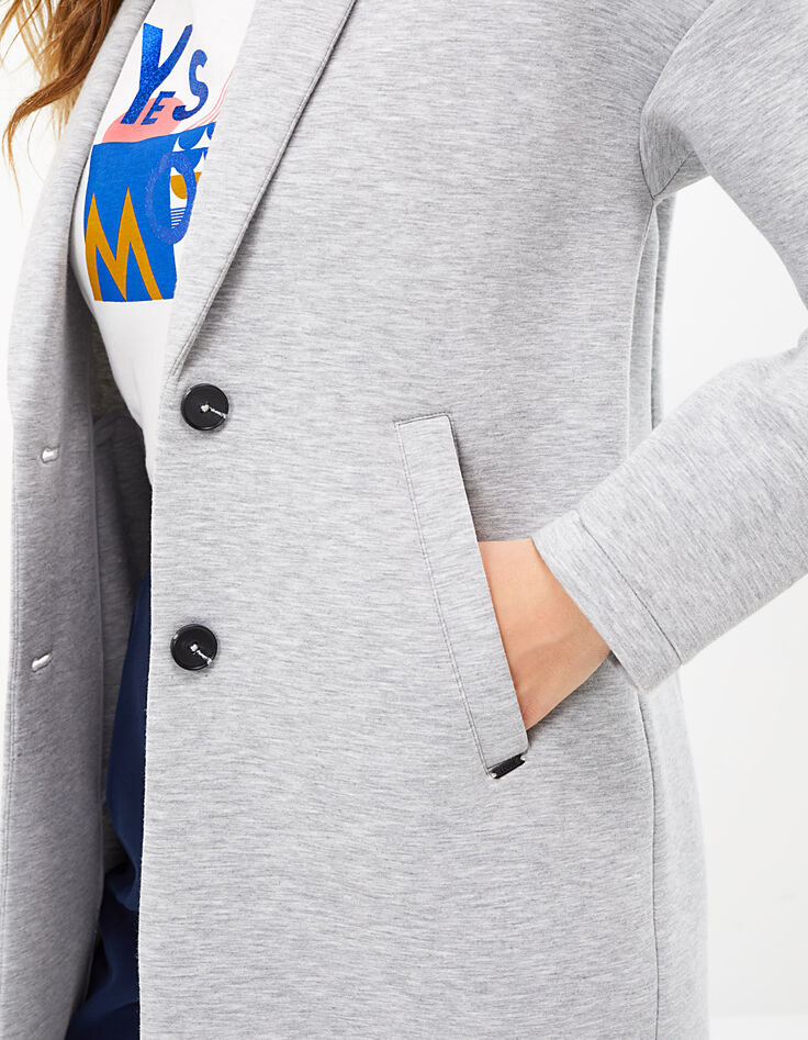 Manteau gris clair chiné avec col bord côte I.Code-2