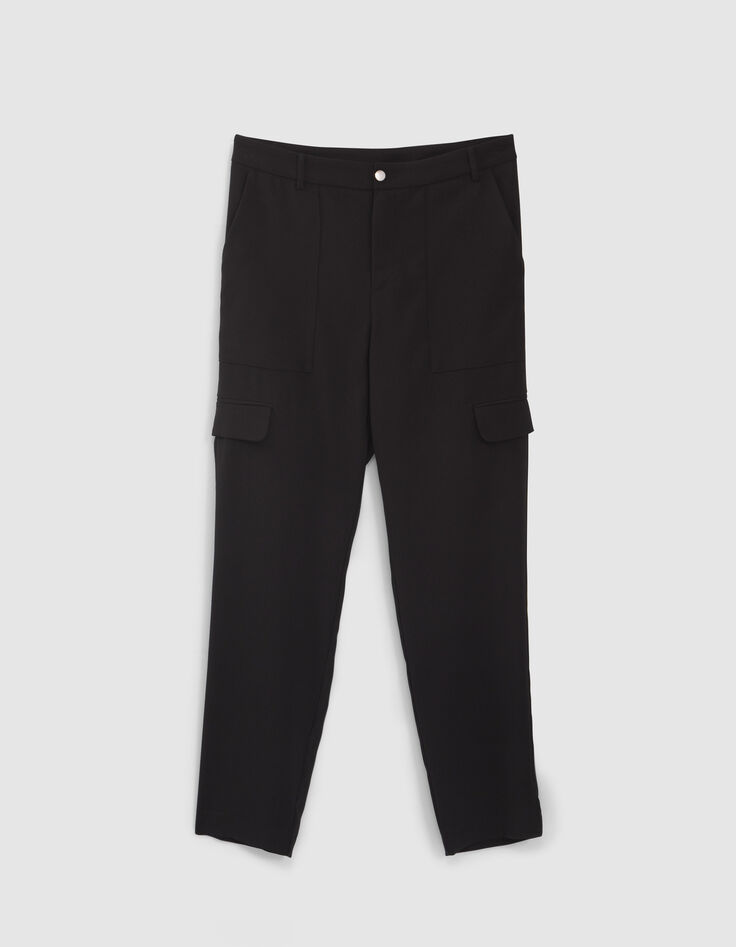 I.Code black flowing combat-style trousers-5