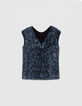 Blaues Damen-Top mit Pailletten wendbar-5