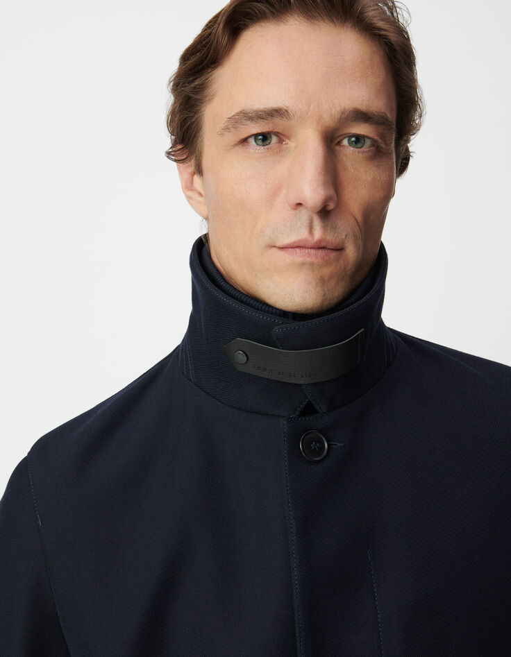 Blauer Trenchcoat mit abnehmbarem Kragen-5