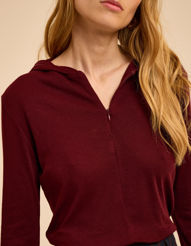 I.Code burgundy hooded T-shirt with zipped neck-4 I.Code burgundy hooded T-shirt with zipped neck-4