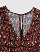 Schwarzes Midi-Damenkleid mit Ikatprint-7