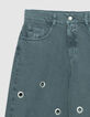 Edie Damen Jeans mit hoher Taille und weitem Bein mit &Ouml;senmuster-8