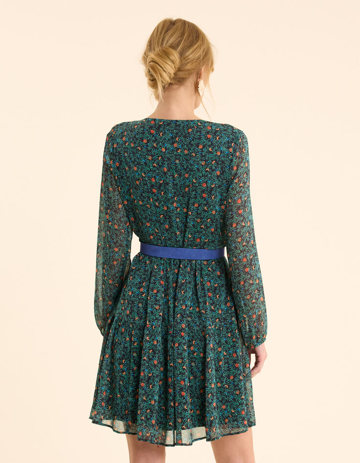 Grünes Kleid mit Sommerfrüchte-Print I.Code-5