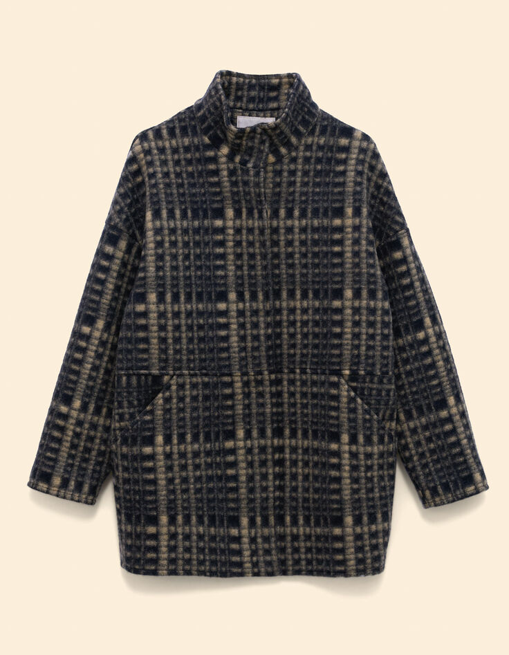 I.Code blue coat with beige check-7