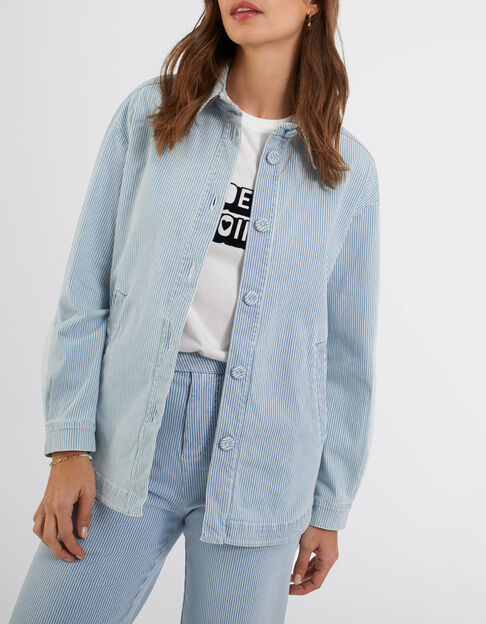 Veste bleue à fines rayures blanches I.Code