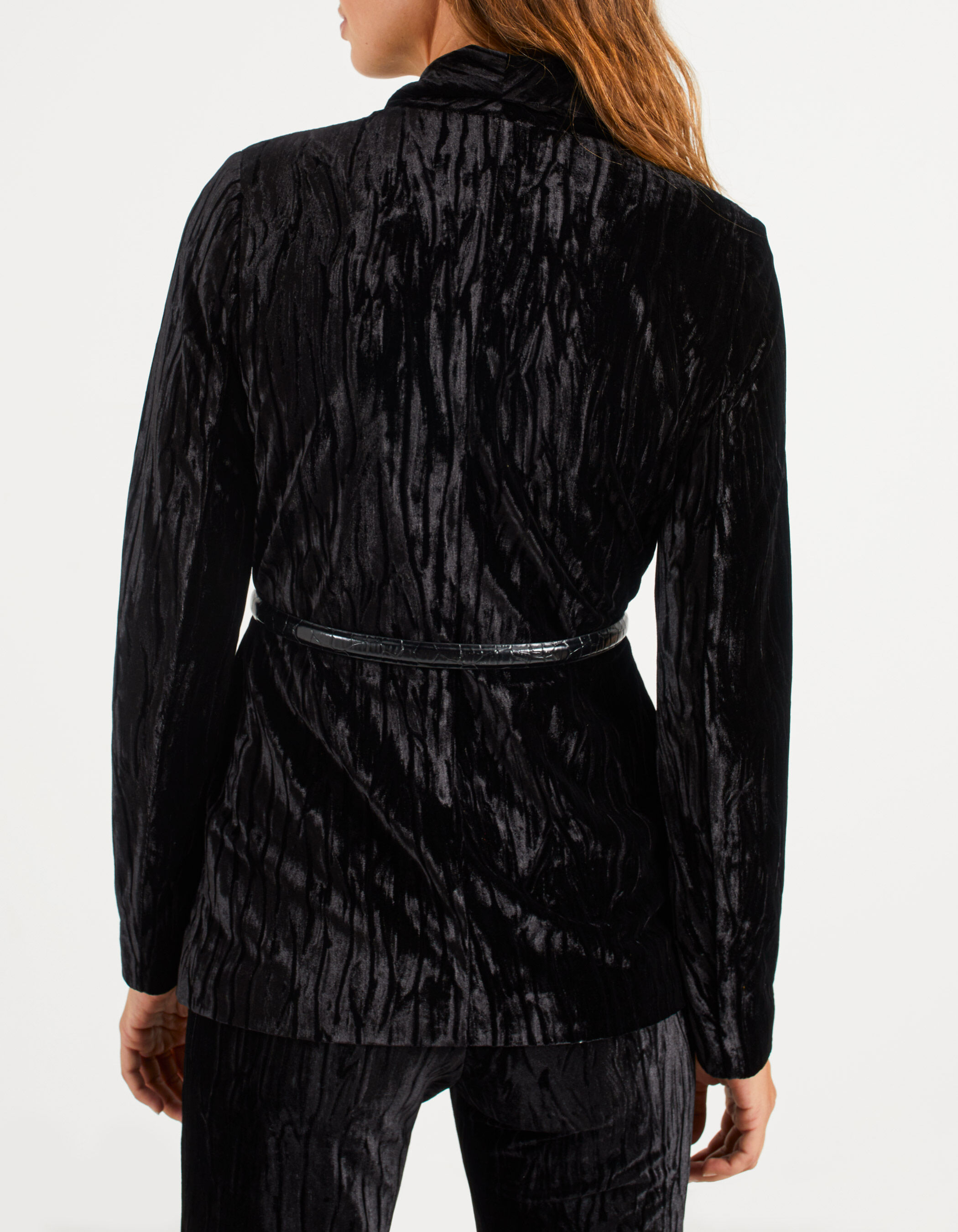 Veste noire panne de velours reliefée I.Code