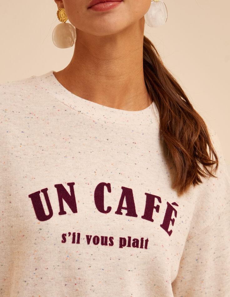 Cremeweißes Sweatshirt Dupions Schriftzug I.Code-5 Cremeweißes Sweatshirt Dupions Schriftzug I.Code-5