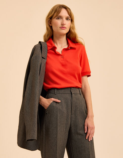 Top rouge col chemise maille I.Code