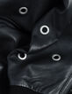 Schwarzer Lederbomber Damen maxi &Ouml;sen-Design-9