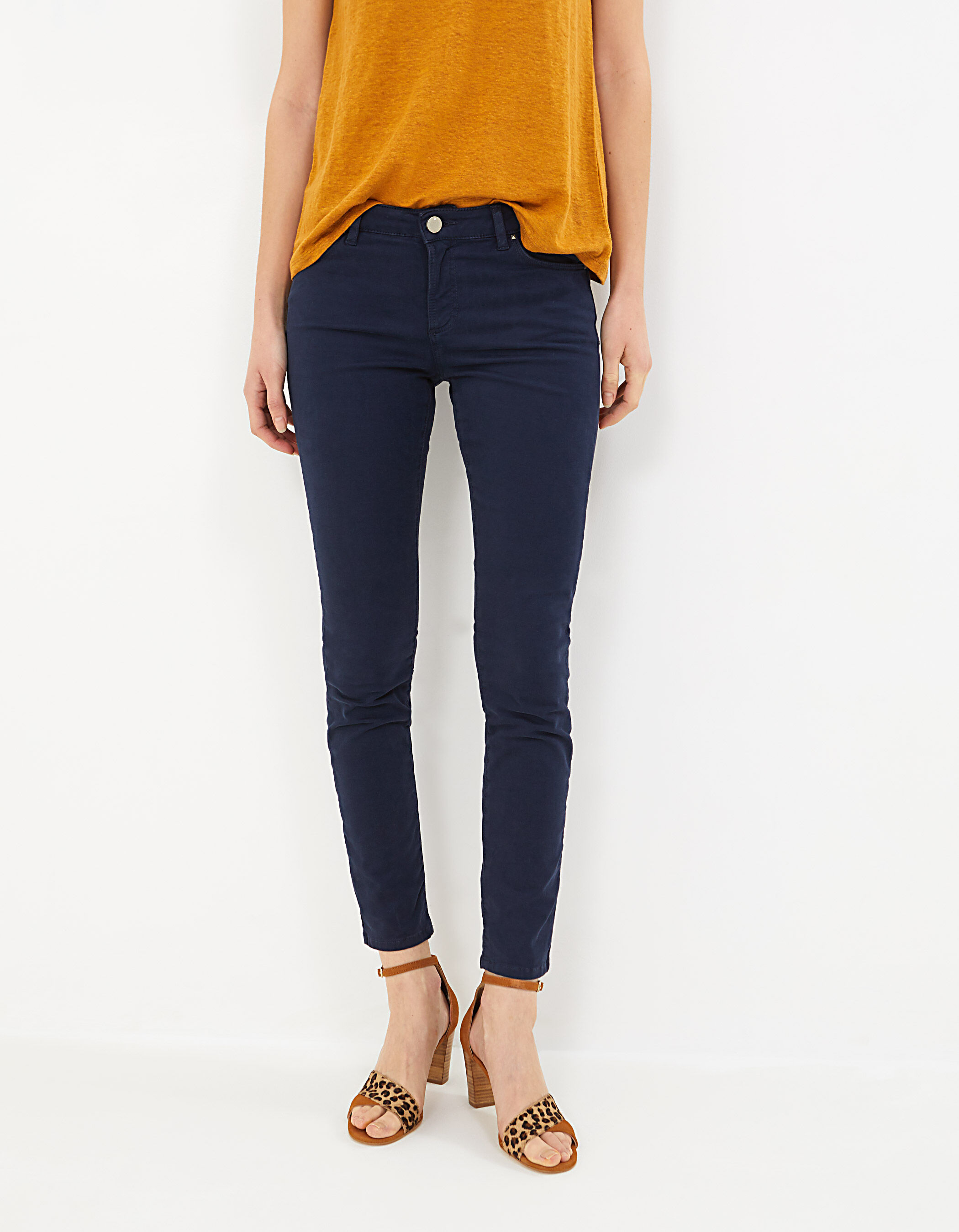 I.Code navy blue 7/8 slim trousers