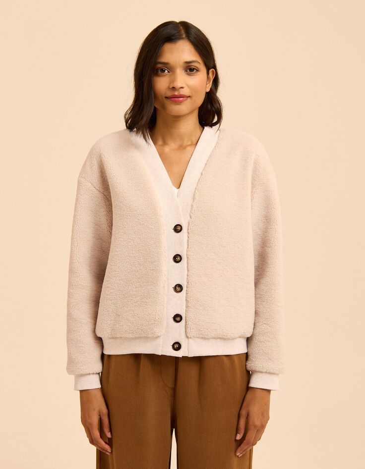 Ecru vest V-hals sherpa I.Code-3