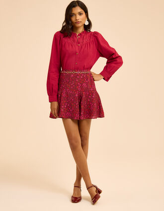 Korte roze rok bloemenprint I.Code