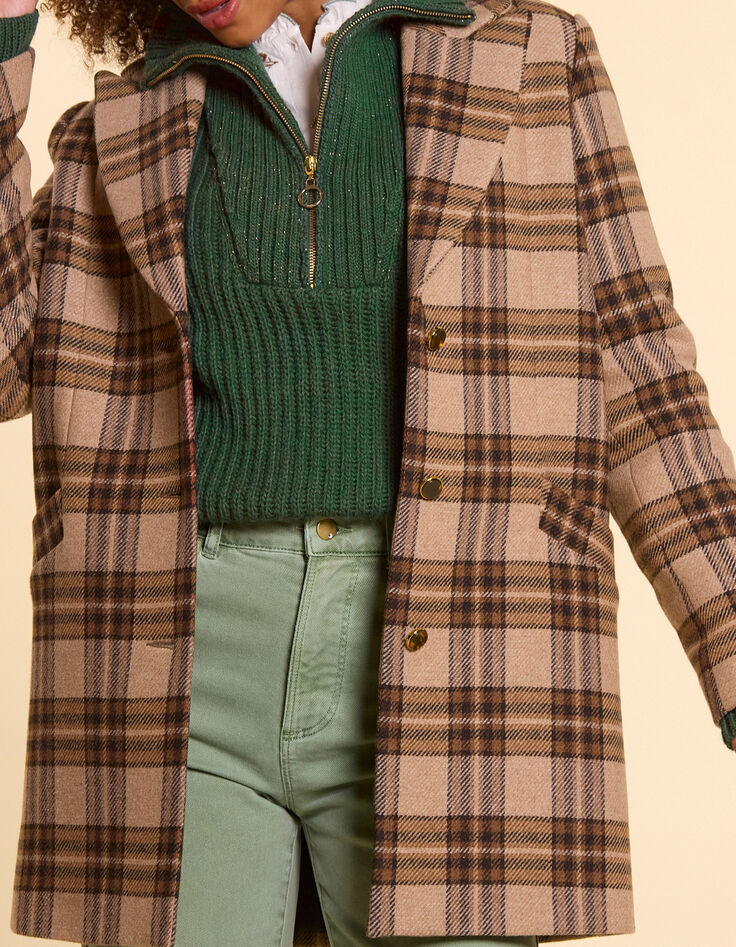 Manteau camel motif carreaux I.Code-2