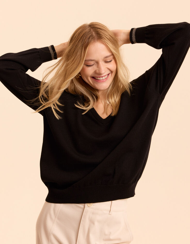 Pull noir tricot fin I.Code-3